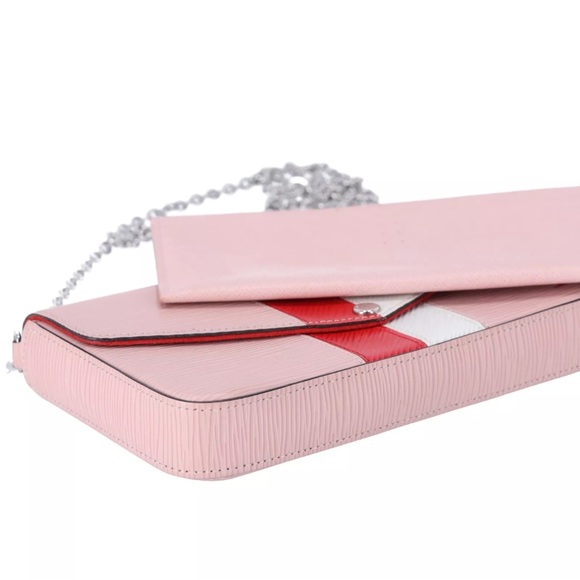 Louis Vuitton Felicie Pochette Limited Edition Pink Red White Stripe Epi Leather - Picture 8 of 12